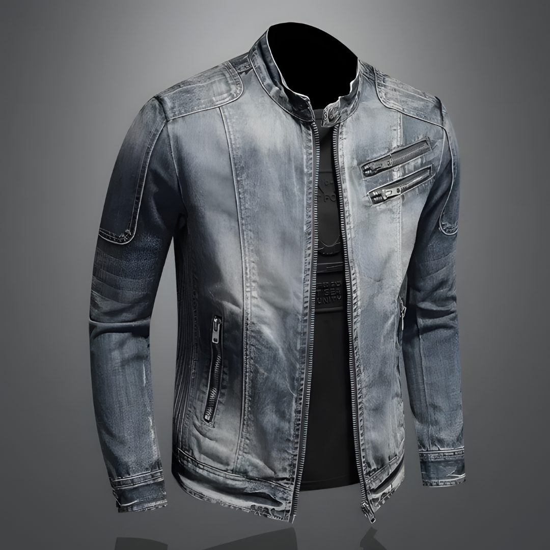 Alexo - Jaqueta jeans masculina retrô